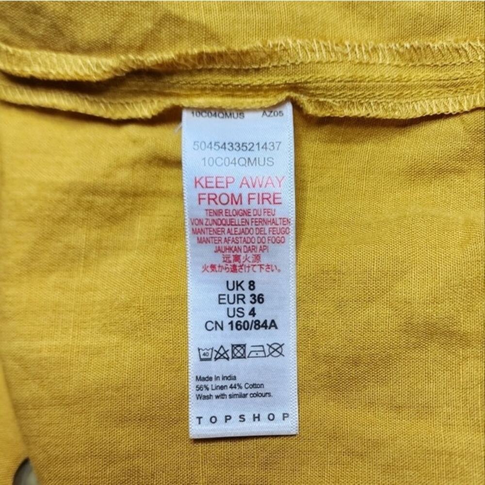 Topshop Mustard Double Button Front Sleeveless Midi Dress 4 - Picture 5 of 8